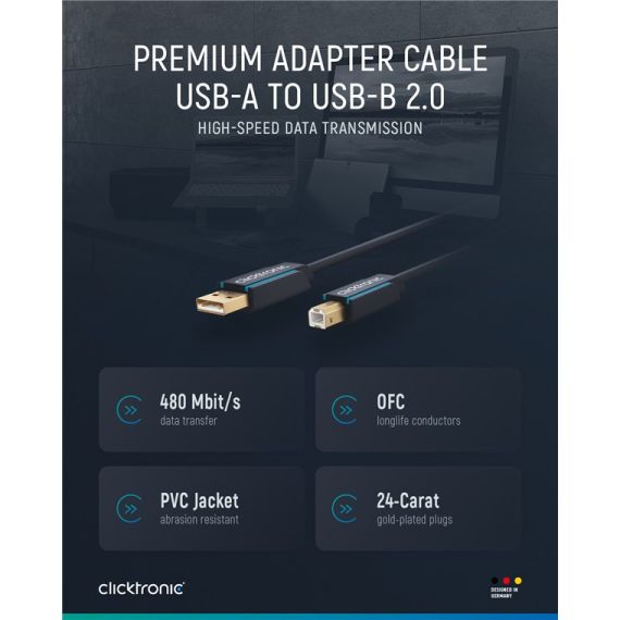 Cavo adattatore da USB-A a USB-B 2.0 WE70096 Clicktronic