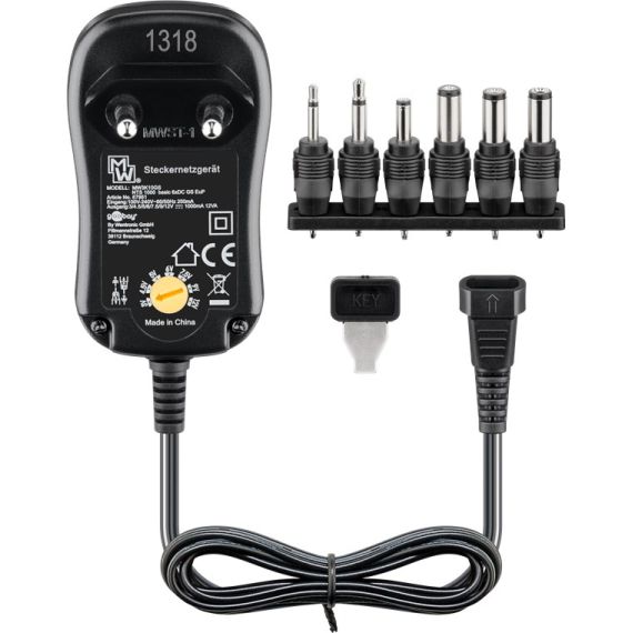 Alimentatore universale (3 V - 12 V max. 12 W / 1,0 A) WE67951 Goobay