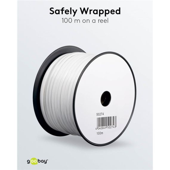 Cavo piatto telefonico 4 fili, 100 m bobina, AWG 28, CCA (alluminio rivestito di rame) WE93305 Goobay