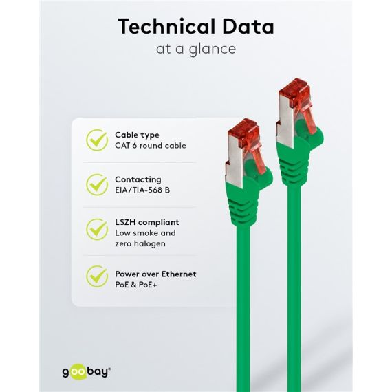 CAT 6 cavo patch, S/FTP (PiMF), 1 m, Verde, kit da 10 WE67507 Goobay