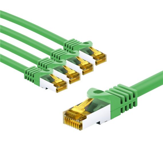 RJ45 cavo patch CAT 6A S/FTP (PiMF), 500 MHz, con cavo grezzo CAT 7, 2 m, Verde, kit di 5 WE69576 Goobay
