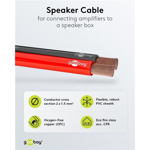Cavo dell'altoparlante rosso;nero WE15084 Goobay
