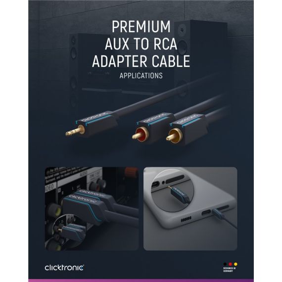 Cavo adattatore da 3,5 mm AUX a RCA, stereo WE70470 Clicktronic