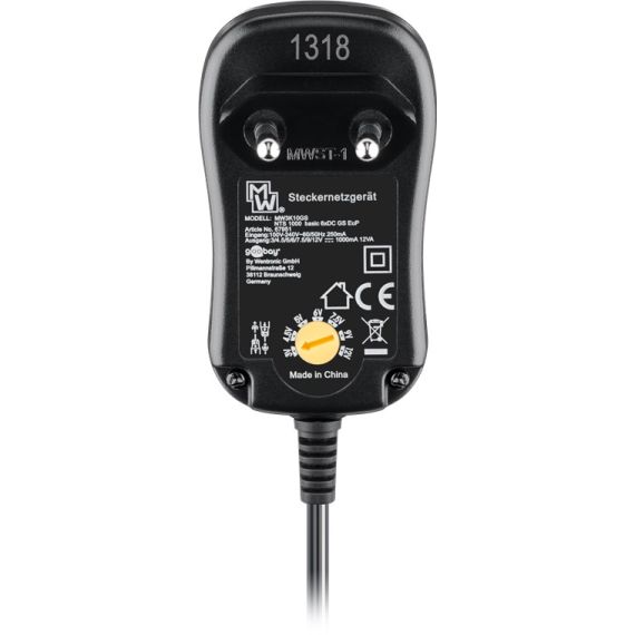 Alimentatore universale (3 V - 12 V max. 12 W / 1,0 A) WE67951 Goobay
