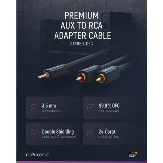 Cavo adattatore da 3,5 mm AUX a RCA, stereo WE70467 Clicktronic