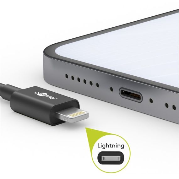 Cavo di ricarica e sincronizzazione da Lightning a USB-C, 2 m, nero WE39447 Goobay