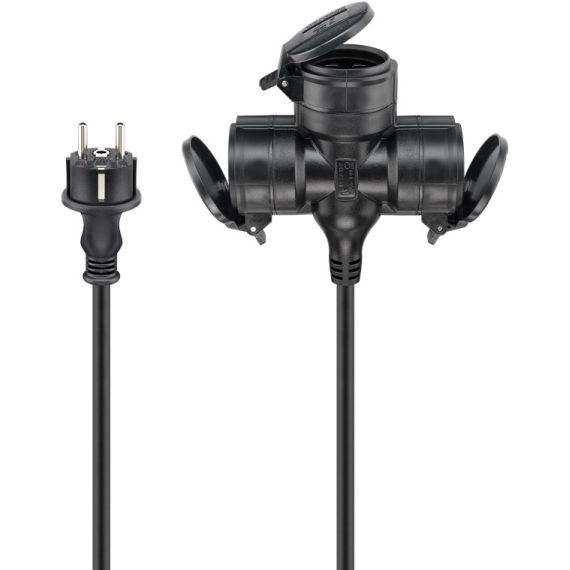 Cavo di prolunga triplo per esterni, m, nero WE65437 Goobay