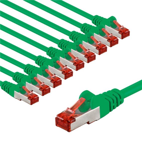 CAT 6 cavo patch, S/FTP (PiMF), 2 m, Verde, kit da 10 WE67508 Goobay