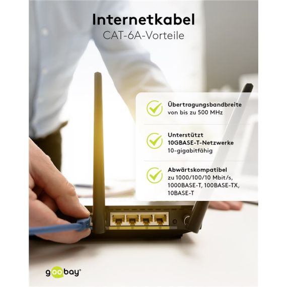 CAT 6A cavo patch, S/FTP (PiMF), 1 m, kit di 10 colori WE69816 Goobay