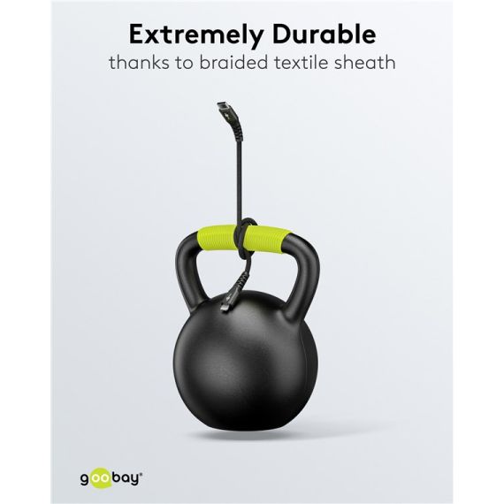 Cavo tessile Lightning a USB-C supermorbido con connettori in metallo, 0,5 m, nero WE74514 Goobay