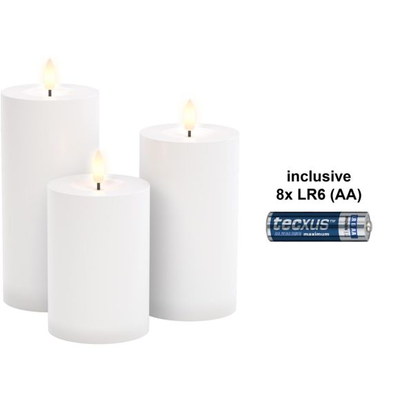 Set di 3 candele a LED per esterni, bianco, incl. 8x AA (LR6) WE75264 Goobay