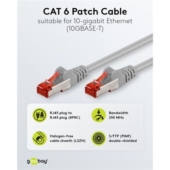 CAT 6 cavo patch, S/FTP (PiMF), grigio, 30 m WE50894 Goobay
