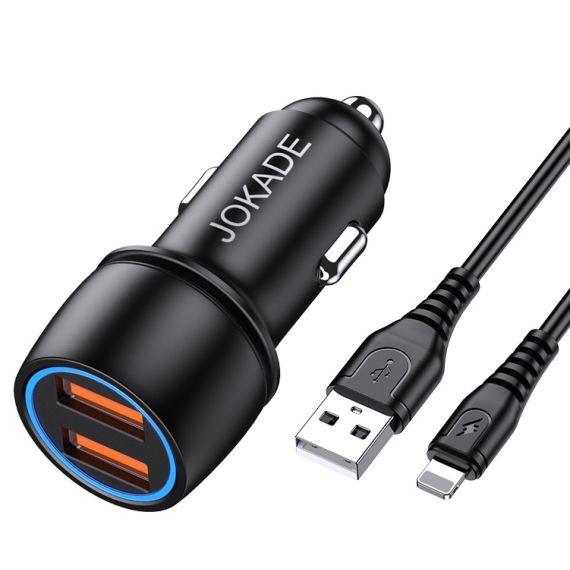 Caricabatterie per auto 2xUSB con cavo Lightning JH004 F4130 Jokade