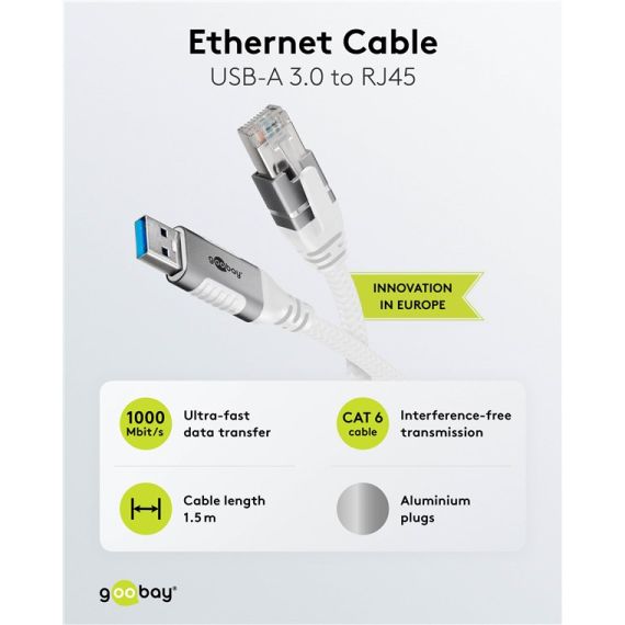 Cavo Ethernet da USB-A 3.0 a RJ45, 1,5 m WE74158 Goobay