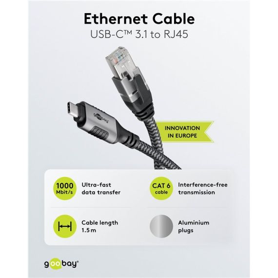 Cavo Ethernet da USB-C 3.1 a RJ45, 1,5 m WE70697 Goobay