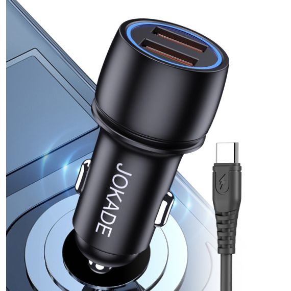 Caricabatterie per auto 2xUSB con cavo USB type C JH004 F4135 Jokade