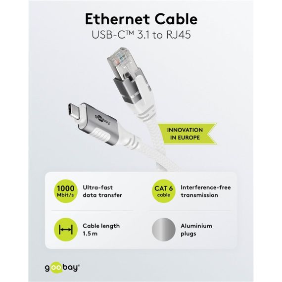 Cavo Ethernet da USB-C 3.1 a RJ45, 1,5 m WE74166 Goobay