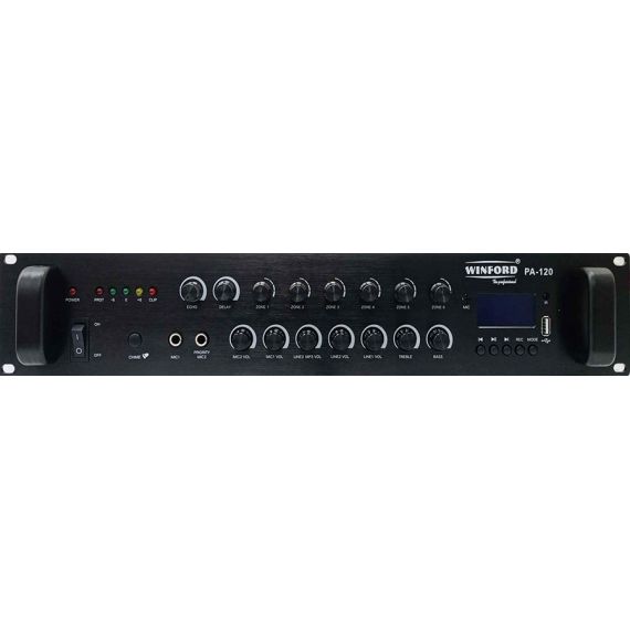 Amplificatore audio USB/Bluetooth/FM 6 canali 70V/100V/16 Ohm 120W SP313 Winford