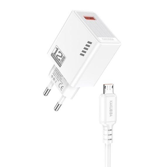 Caricatore micro USB  5V/2.4A 12W bianco KSC-1236 F4185 Kakusiga