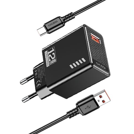Caricatore USB Type-C USB 5V/2.4A 12W nero  KSC-1236 F4190 Kakusiga
