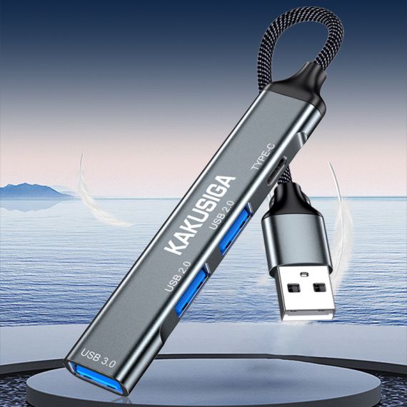 Hub Type-C 4 porte Type-c/USB2.0/USB3.0 nero KSC-1417 F4225 Kakusiga