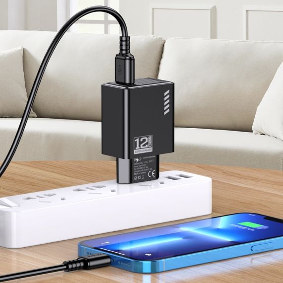 Caricatore USB 5V/2.4A 12W nero KSC-1235 F4160 Kakusiga