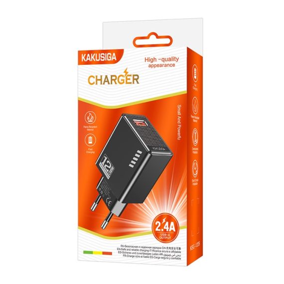 Caricatore USB 5V/2.4A 12W nero KSC-1235 F4160 Kakusiga