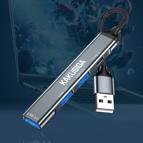 Hub Type-C 4 porte Type-c/USB2.0/USB3.0 nero KSC-1417 F4225 Kakusiga