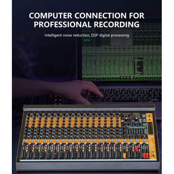 Mixer audio professionale 16 canali con Bluetooth/USB 99 effetti DSP E9110 
