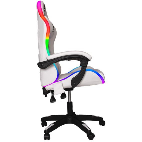 Sedia da gaming bianca con illuminazione LED RGB CH008 