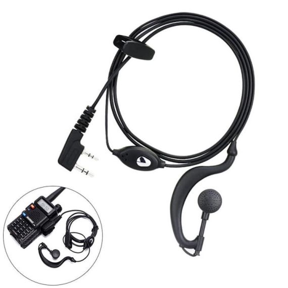 Auricolare per walkie talkie BAOFENG microfono e tasto PTT doppio Jack 2 Pin E9183 