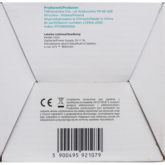 Lampada frontale Ultra 2x 10W/2x  3W 500 lm e 2x batterie 18650 1800mAh Li-Ion E5075 Forever Light