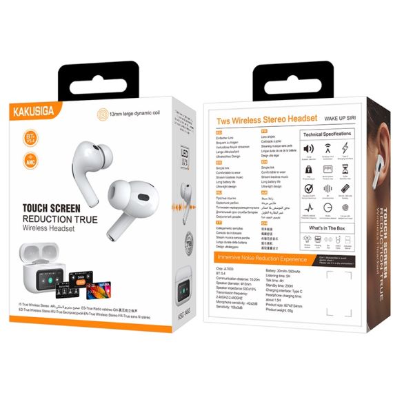 Cuffie auricolari Bluetooth con display Touch Screen LED e cancellazione rumore ANC+ENC KSC-1463 F4385 Kakusiga