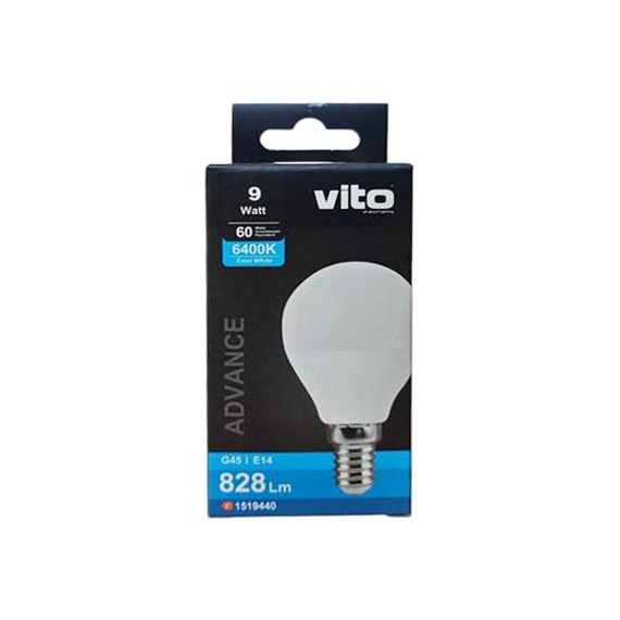 Lampadina LED G45 9W luce fredda 6400k 828lm EL383 Vito