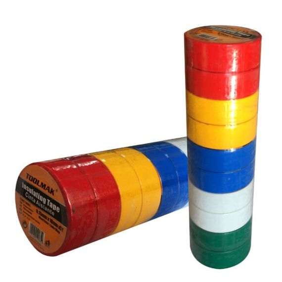 Nastro isolante elettrico colorato confezione da 10 pezzi - 0.15x18mm 4.5m TL7980 Toolmak