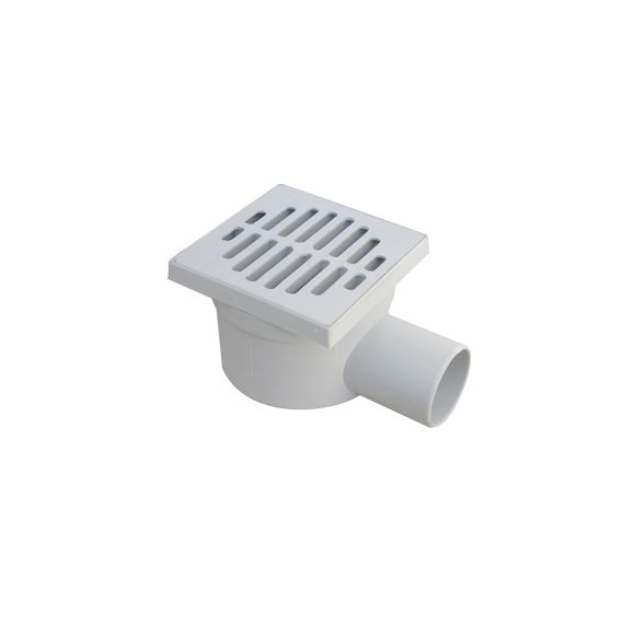 Chiusino orientabile sifonato ribassato 10x10cm  in PP grigio con scarico laterale 50mm E6150 Airgama