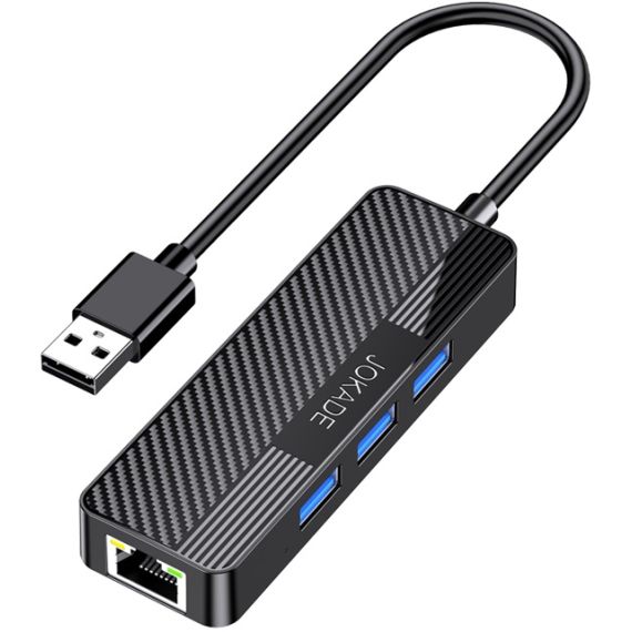 Adattatore hub USB 4 in 1 3xUSB 3.0 e 1xRJ45 Gigabit nero F4815 Jokade