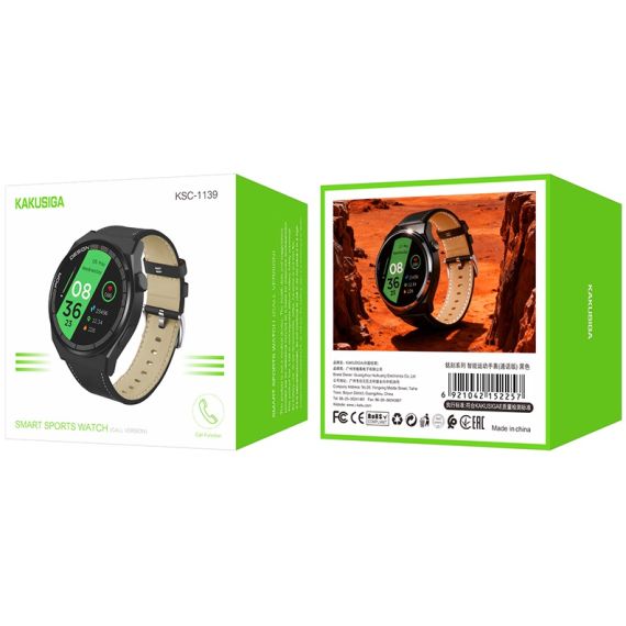Smartwatch sportivo IP68 display 1,50" e cinturino effetto pelle KSC-1139 F4775 Kakusiga