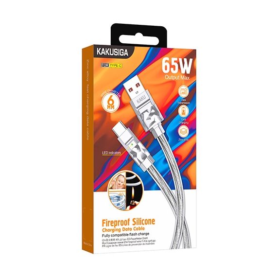 Cavo per alimentazione e sincronizzazione USB Type-C 1m 65W grigio KSC-956 F4650 Kakusiga