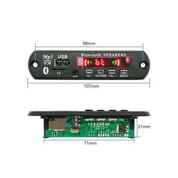 Scheda decoder MP3 con Bluetooth/USB/SD/FM e telecomando SP865 