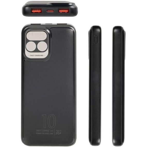 Power Bank 15000mAh 66W con display LED e 4 cavi integrati nero MOB270 