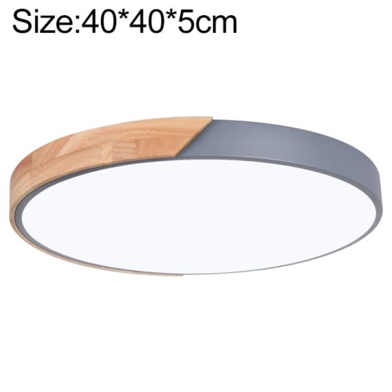 Plafoniera LED rotonda da soffitto effetto legno 40 cm grigia 24W 3CCT B7987 