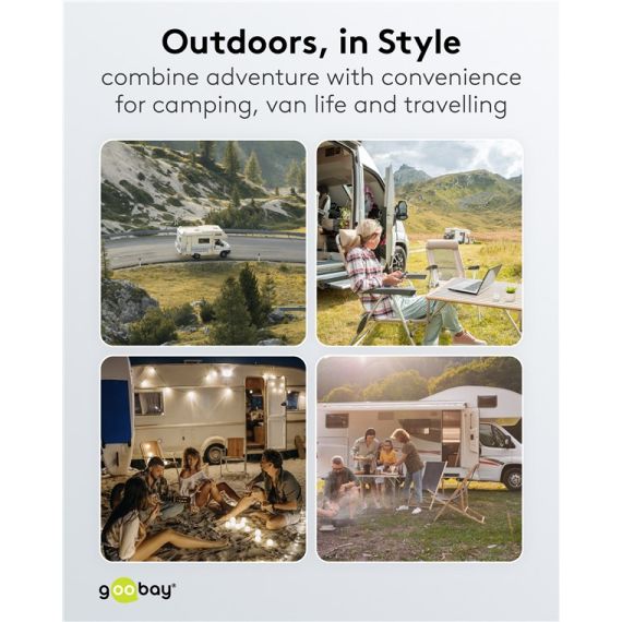 Adattatore CEE blu da campeggio con spina 16A e 3 prese CEE 230V IP44 F1084 Goobay