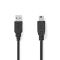 USB Cable | USB 2.0 | USB-A Male | USB Mini-B 5 pin Male | 480 Mbps | Nickel Plated | 5.00 m | Round | PVC | Black | Label NECCGL60300BK50 Nedis