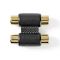 Stereo Audio Adapter | 2x RCA Female | 2x RCA Female | Gold Plated | Straight | ABS | Anthracite | 1 pcs | Box NECABW24952AT Nedis
