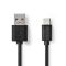 USB Cable | USB 2.0 | USB-A Male | USB-C Male | 5 W | 480 Mbps | Nickel Plated | 2.00 m | Round | PVC | Black | Label NECCGL60601BK20 Nedis