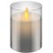 Candela LED in vera cera in vetro, 7,5 x 10 cm, grigio-trasparente WE60370 Goobay