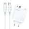 Caricabatterie rapido 40W USB-C + USB-A bianco con cavo Type-C 1m KSC-813 F4625 Kakusiga
