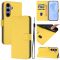 Custodia a portafoglio in pelle PU per Samsung Galaxy S25 5G con cordino giallo limone B2034 