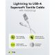 Cavo tessile Lightning a USB-A supermorbido con connettori in metallo, 3 m, bianco WE74513 Goobay